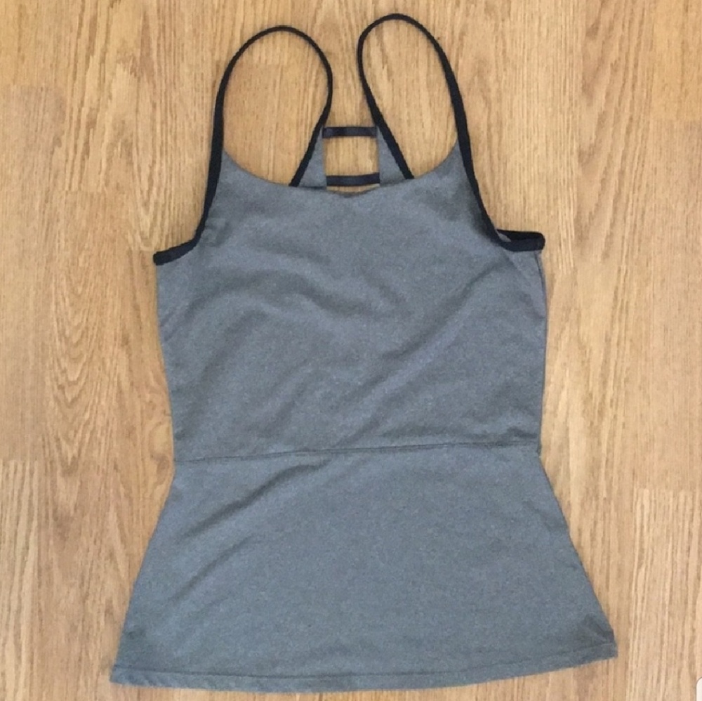 Fabletics Fit and Flare Grey Ladder-back Tank